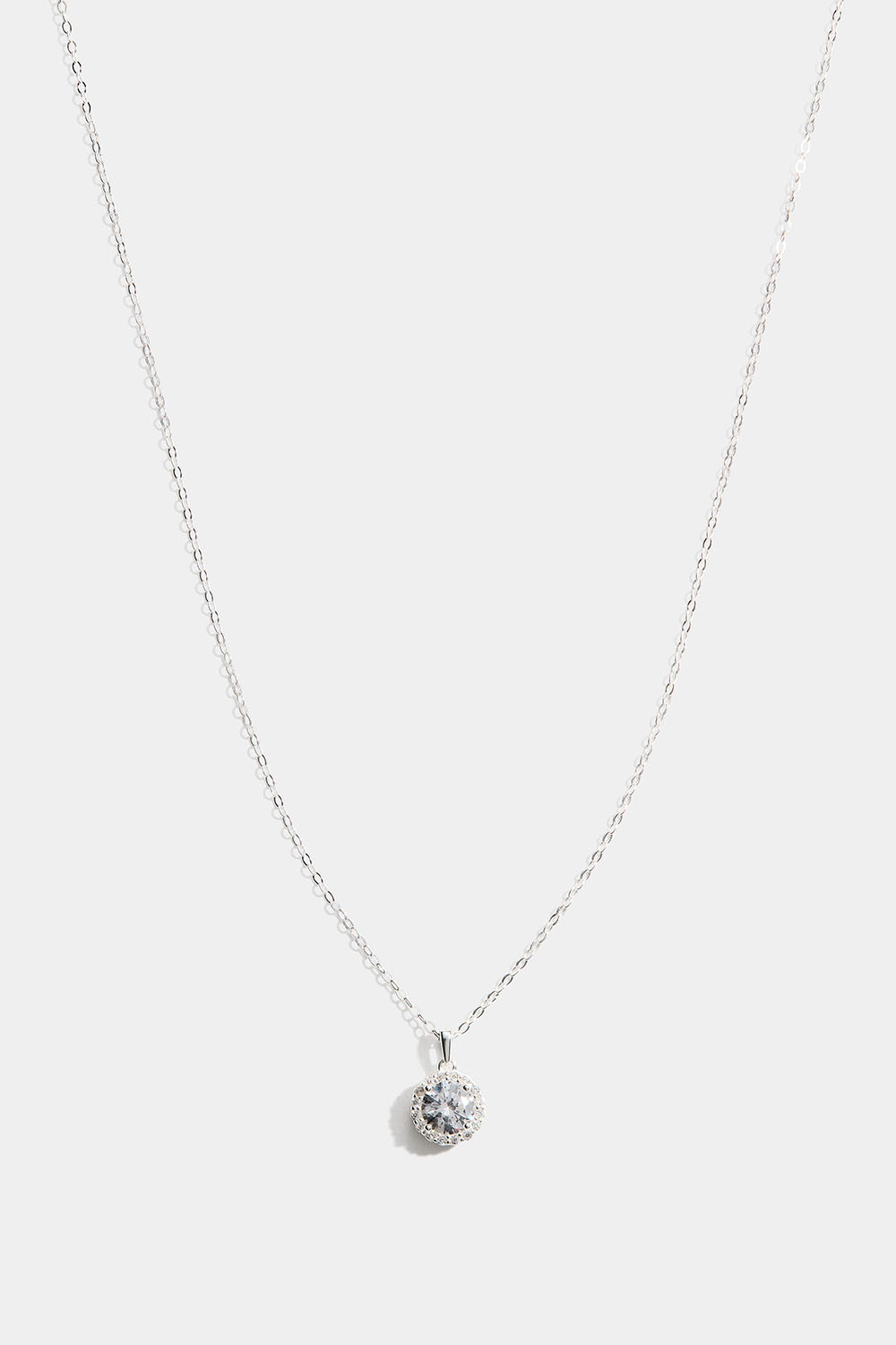 Silverhalsband med stor Cubic Zirconia