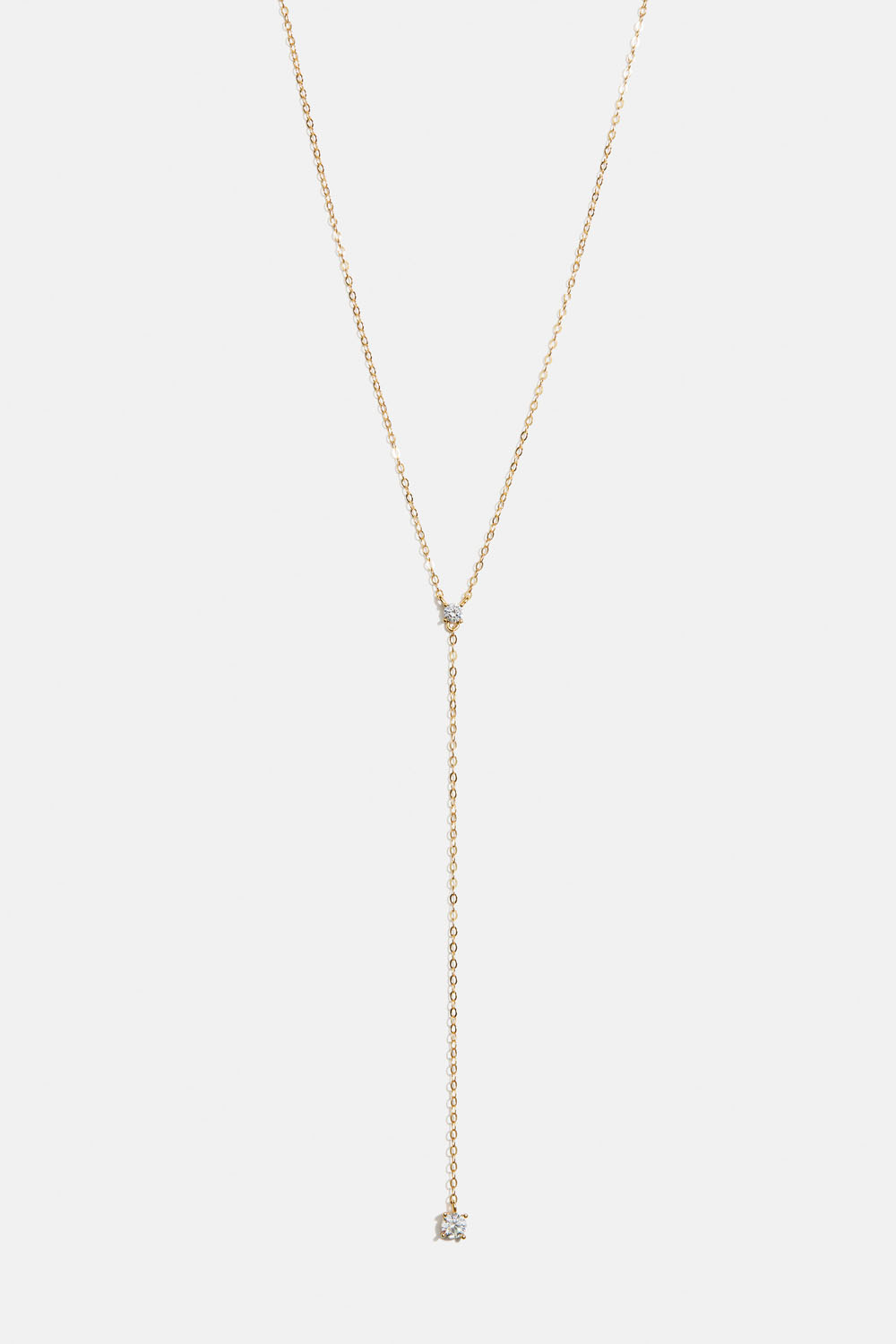 Lariat-halsband i 18k guldpläterat äkta silver med 2 stenar