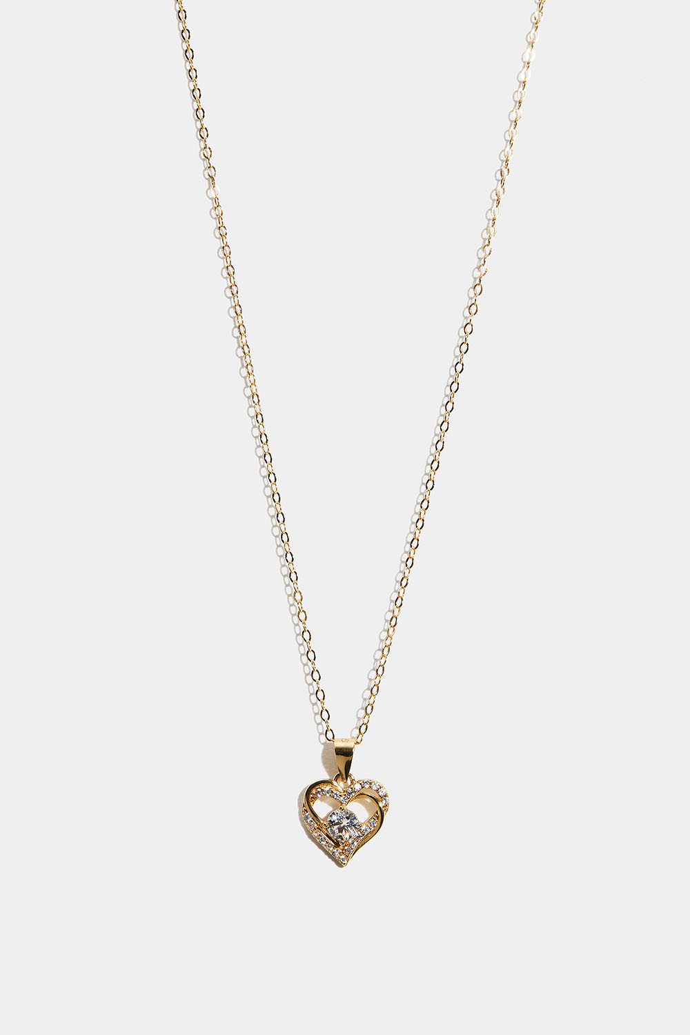 Halsband i 18k guldpläterat äkta silver med dubbelhjärta