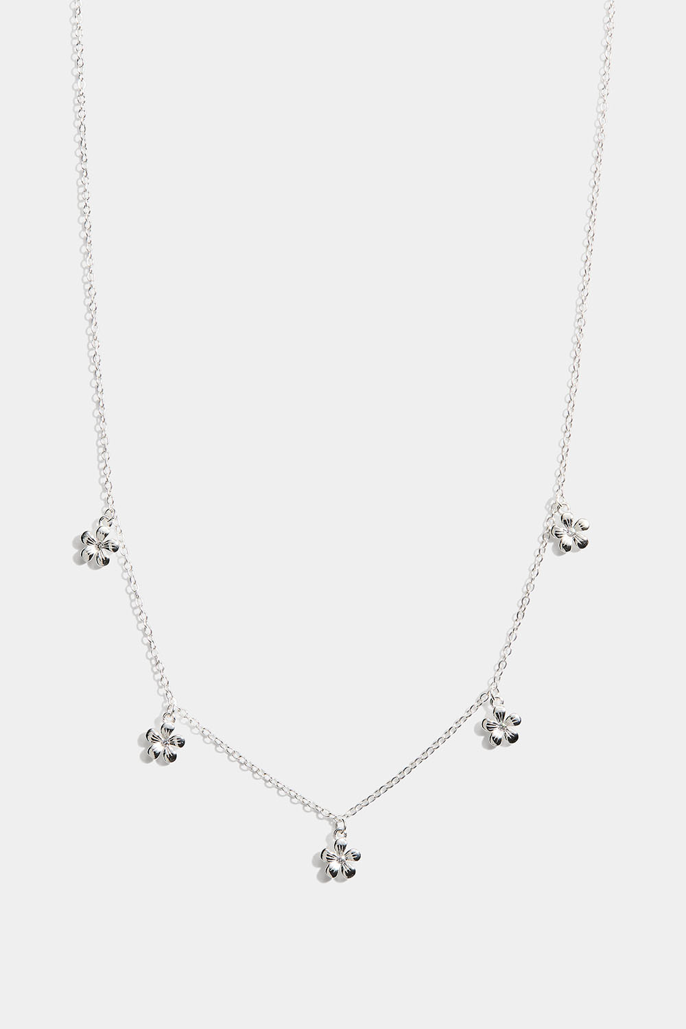 Halsband i äkta silver med hängande blommor