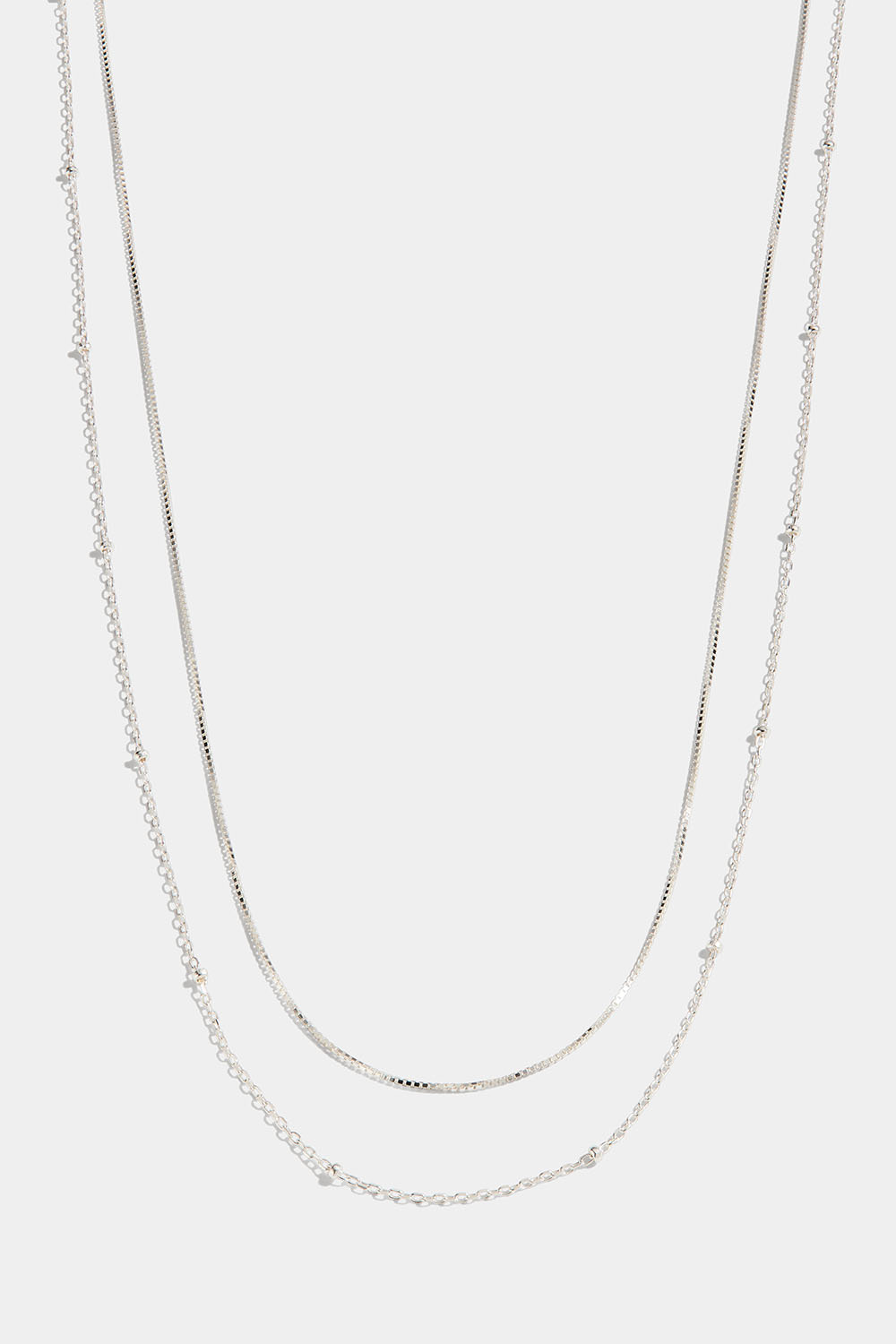 Dubbelhalsband i äkta silver med minikulor