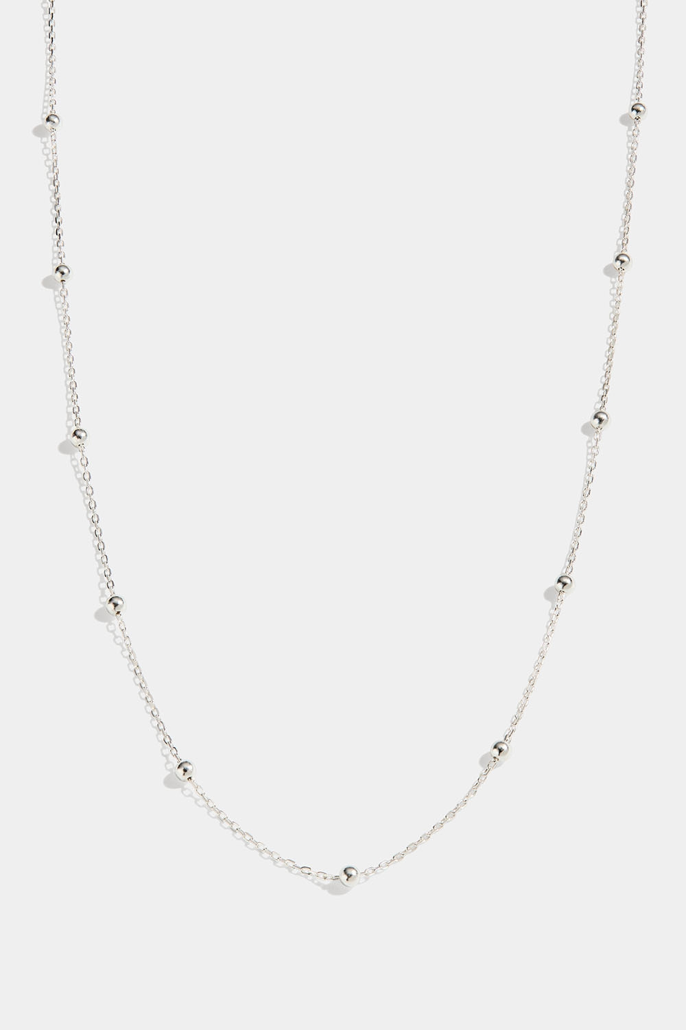 Tunt halsband i äkta silver med kulor