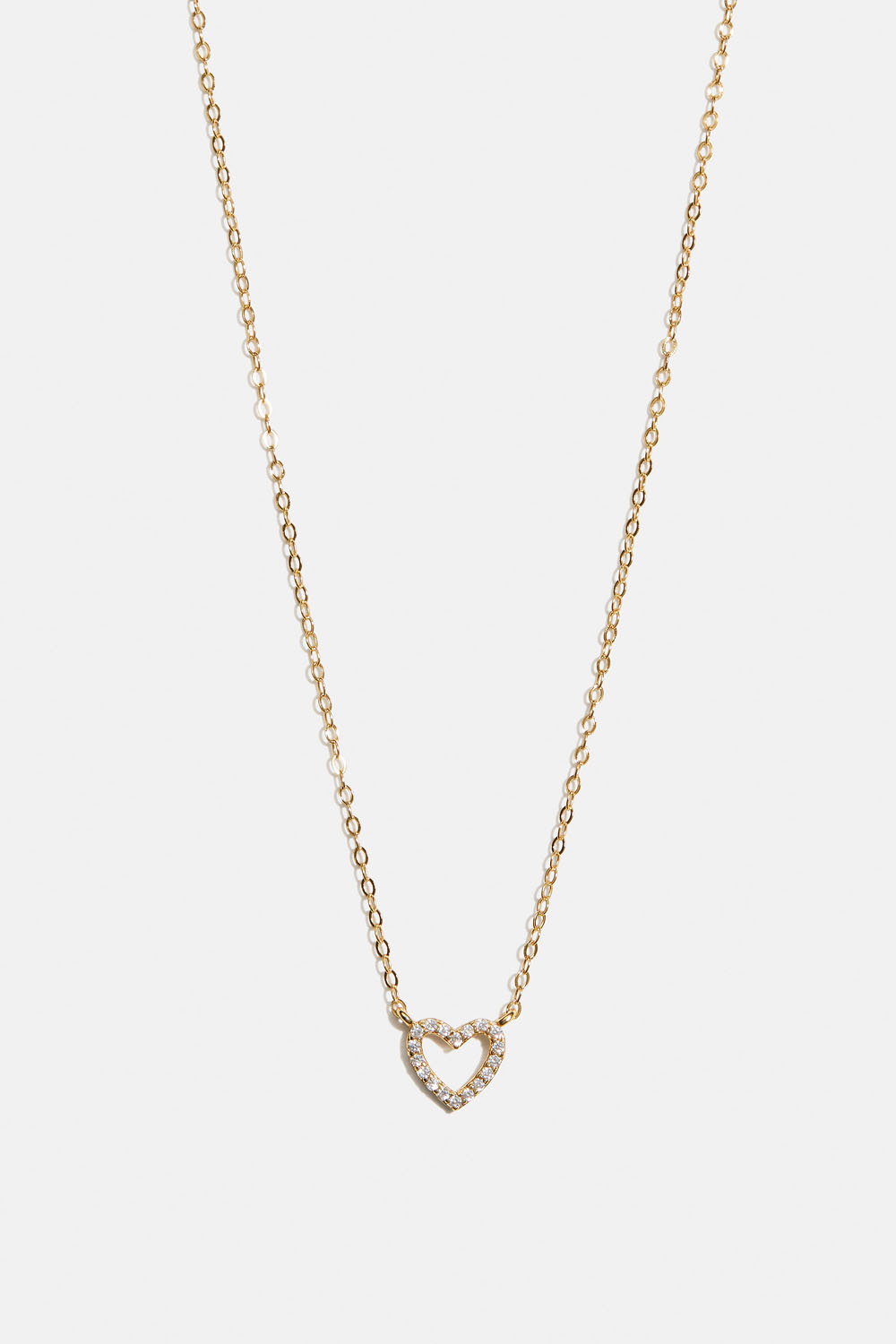 Halsband i 18k guldpläterat äkta silver med hjärthänge och Cubic zirconia