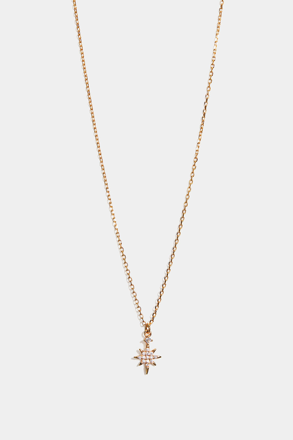 Halsband i 18k guldpläterat äkta silver med stjärna och Cubic Zirconia