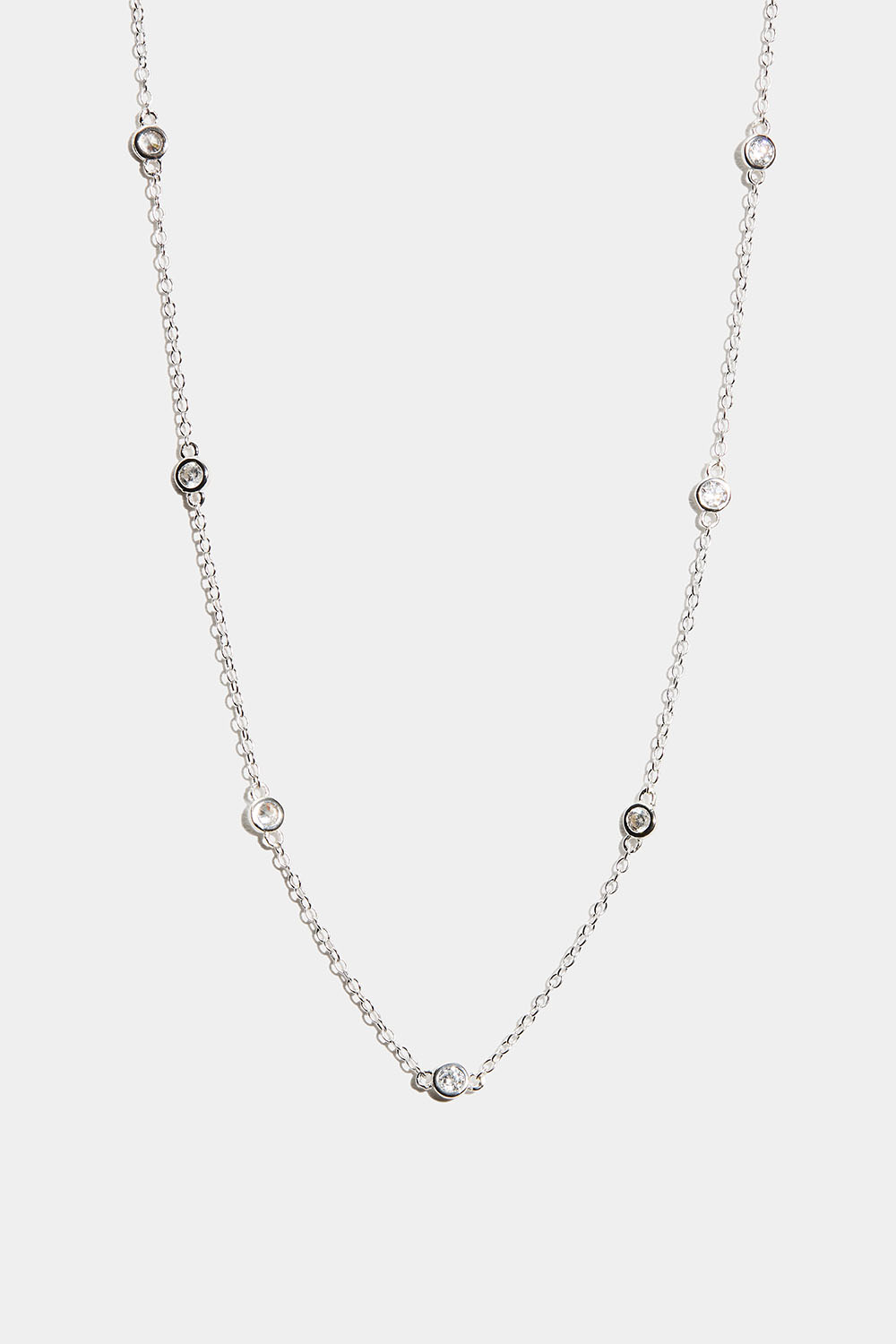Halsband i äkta silver med små runda Cubic Zirconia
