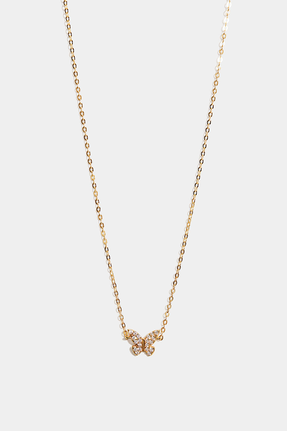Halsband i 18k guldpläterat äkta silver med fjäril och Cubic Zirconia