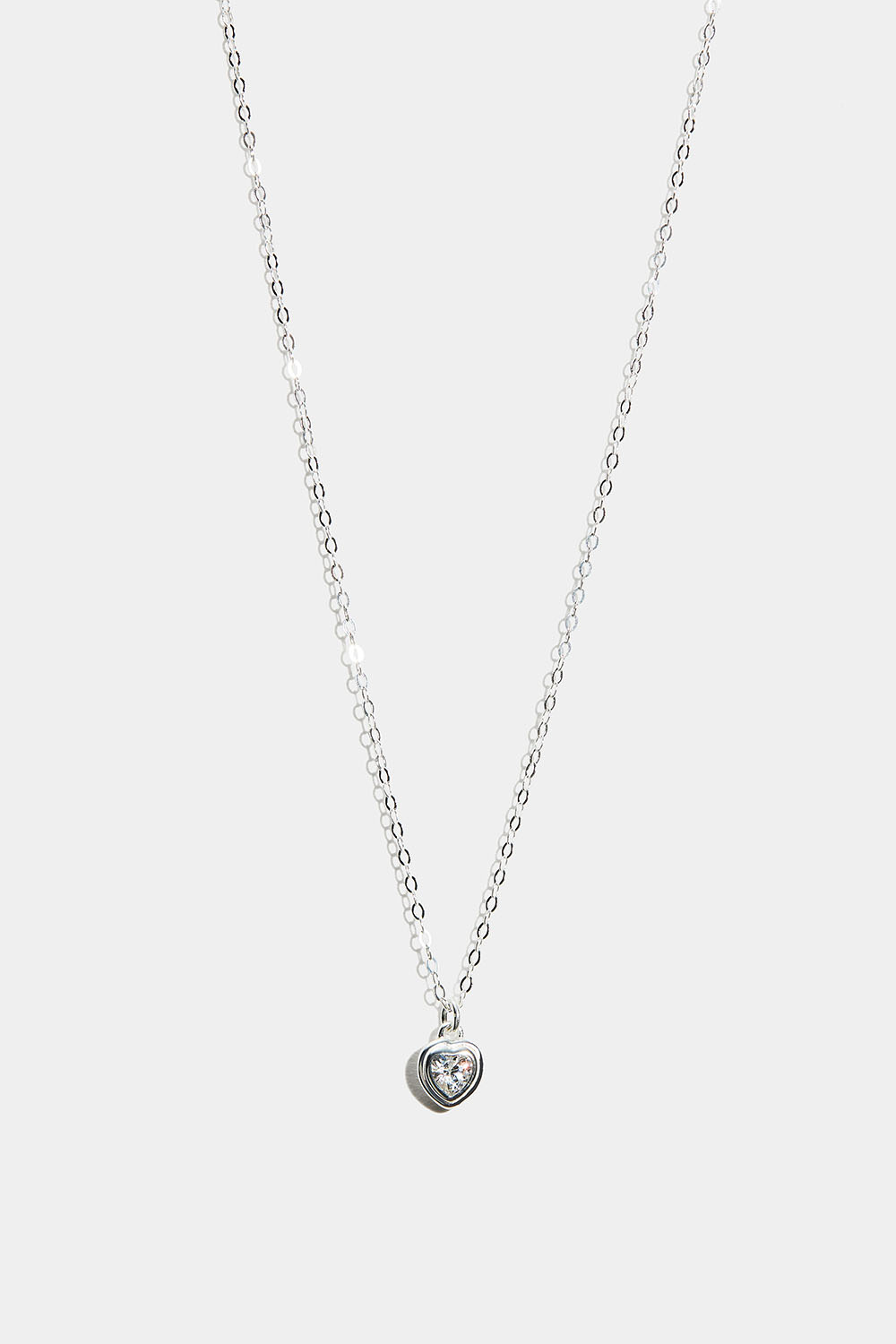 Halsband i äkta silver med hjärtformad Cubic Zirconia