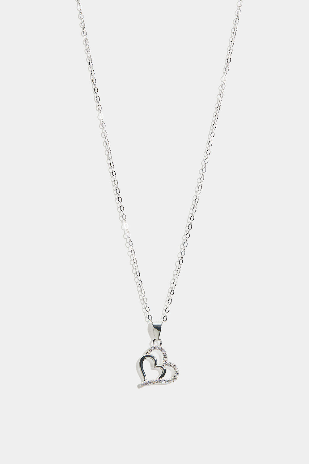 Halsband i äkta silver med dubbelhjärta och Cubic Zirconia