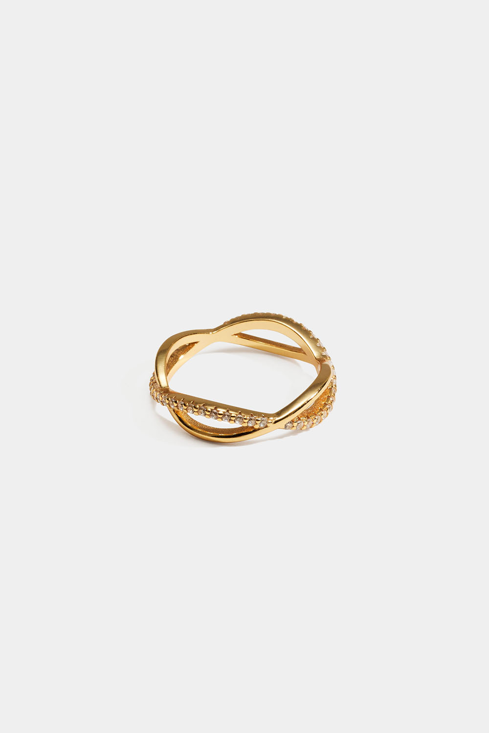 Tvinnad ring i 18k guldpläterat äkta silver med Cubic ziconia