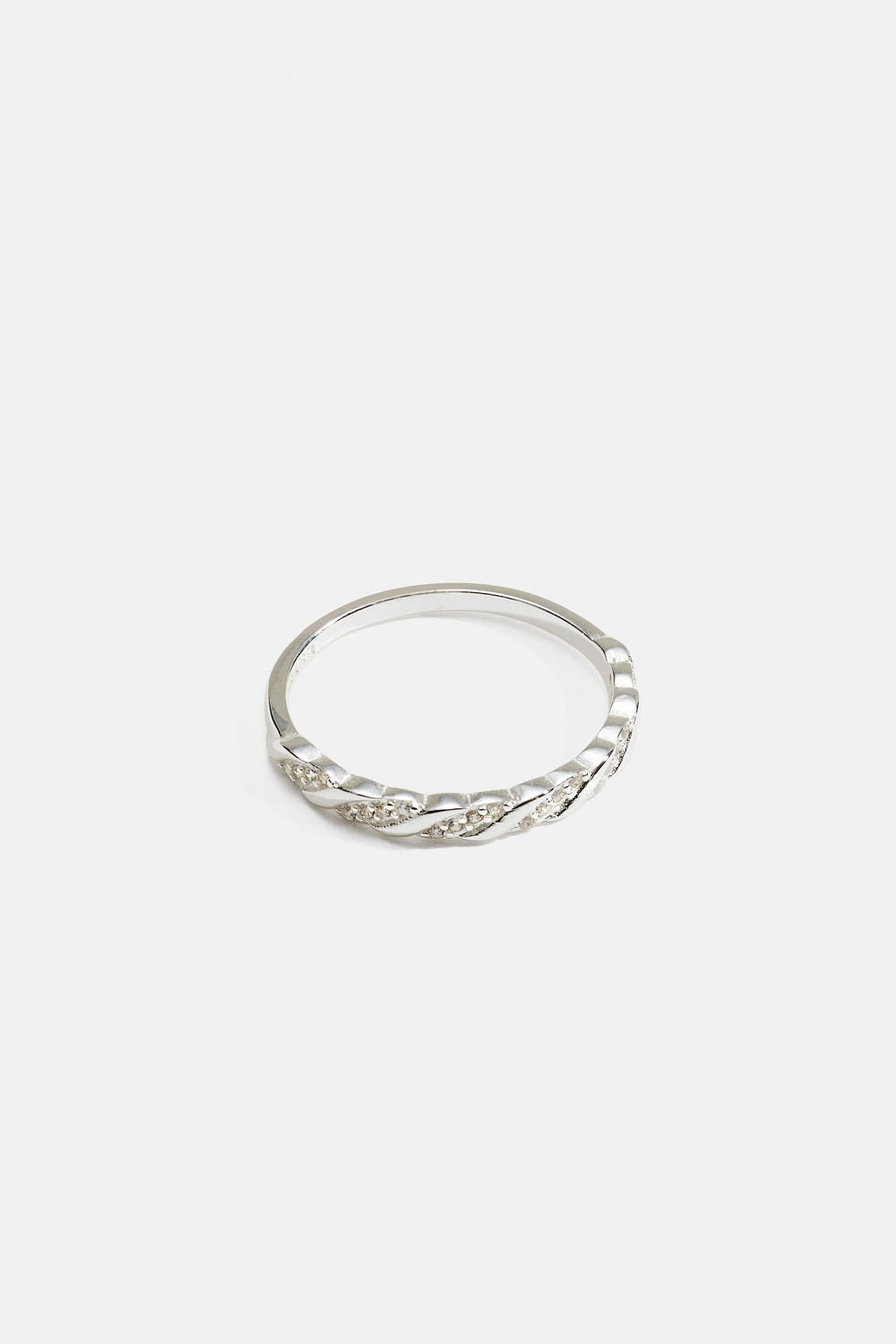 Tvinnad ring i äkta silver med Cubic Zirconia